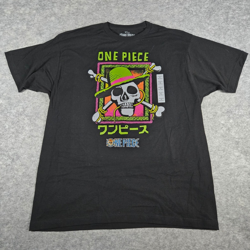 One Piece Netflix Mens Black Pirate Skull NEW Graphic T-Shirt XL